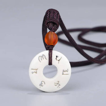 Tibetan Buddhist Handmade Rope Tagua Nut Mantra Necklace